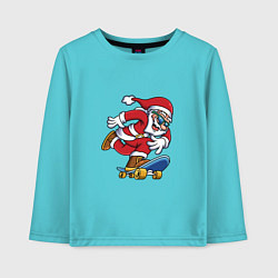 Лонгслив хлопковый детский Скейтер Санта, цвет: бирюзовый