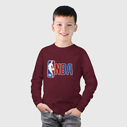 Лонгслив хлопковый детский NBA - big logo, цвет: меланж-бордовый — фото 2