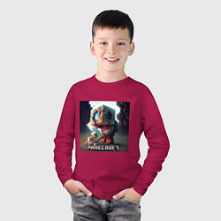 Лонгслив хлопковый детский Искатель Minecraft, цвет: маджента — фото 2