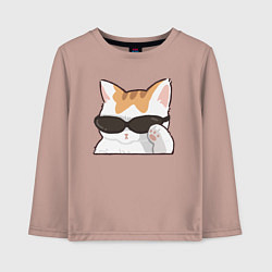 Детский лонгслив Бело-рыжий котик в очках