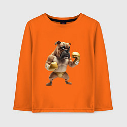 Детский лонгслив Собака занимается боксом