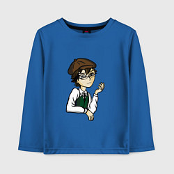Лонгслив хлопковый детский Рампо в очках, цвет: синий