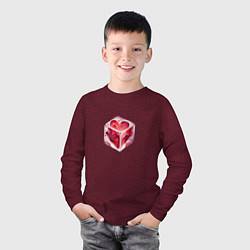 Лонгслив хлопковый детский Сердце в кубе, цвет: меланж-бордовый — фото 2