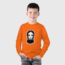 Лонгслив хлопковый детский Уэнсдей, Семейка Аддамс в стиле Бёртона, цвет: оранжевый — фото 2