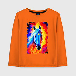 Лонгслив хлопковый детский Огнегривый конь со звездой на лбу, цвет: оранжевый