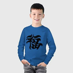 Лонгслив хлопковый детский Японский иероглиф - Удача, цвет: синий — фото 2