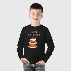 Лонгслив хлопковый детский Торт со свечами с днём рождения, цвет: черный — фото 2