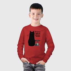 Лонгслив хлопковый детский Кот Бегемот и примус, цвет: красный — фото 2