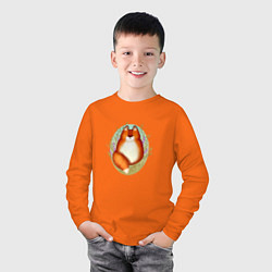 Лонгслив хлопковый детский Весенняя лисичка и лаванда, цвет: оранжевый — фото 2