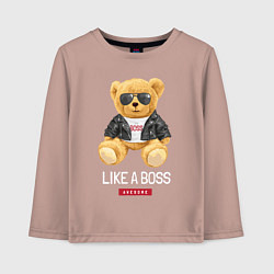 Детский лонгслив Like a boss мишка