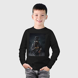 Лонгслив хлопковый детский Чумной доктор в Средневековье, цвет: черный — фото 2