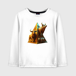 Детский лонгслив Бык на фоне пирамиды