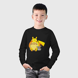 Лонгслив хлопковый детский Pika Totoro, цвет: черный — фото 2