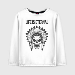 Лонгслив хлопковый детский Индейский череп, цвет: белый