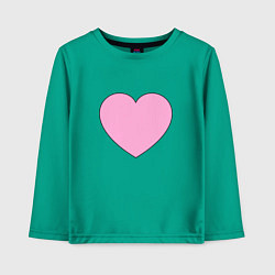 Лонгслив хлопковый детский Большое розовое сердечко, цвет: зеленый