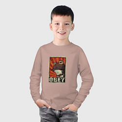 Лонгслив хлопковый детский Obey frog, цвет: пыльно-розовый — фото 2