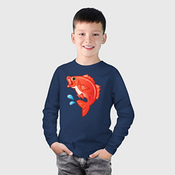 Лонгслив хлопковый детский Красный лещ морской, цвет: тёмно-синий — фото 2