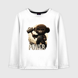 Лонгслив хлопковый детский Animal power, цвет: белый