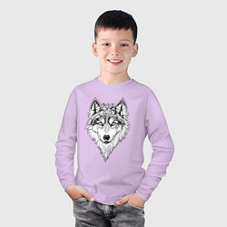 Лонгслив хлопковый детский Волк Альфа, цвет: лаванда — фото 2
