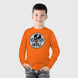 Лонгслив хлопковый детский Серый череп и два трезубца, цвет: оранжевый — фото 2