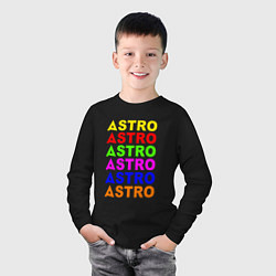 Лонгслив хлопковый детский Astro color logo, цвет: черный — фото 2