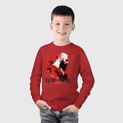 Лонгслив хлопковый детский Кратос, арт, цвет: красный — фото 2