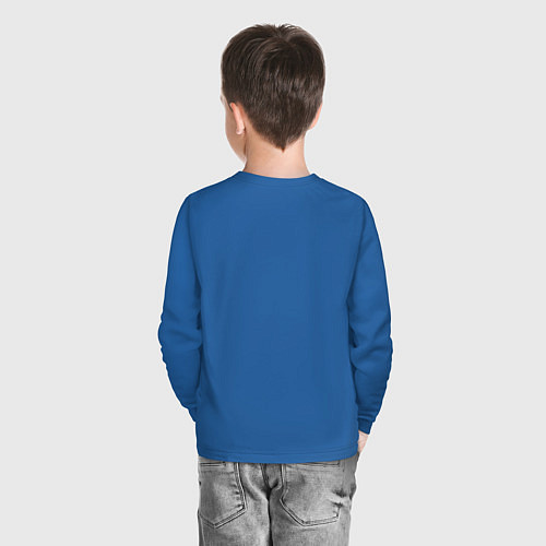 Детский лонгслив Чёрная модница в кожаной куртке - нейросеть / Синий – фото 4