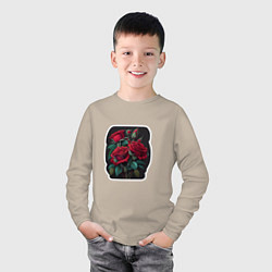Лонгслив хлопковый детский Букет и красные розы, цвет: миндальный — фото 2