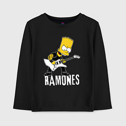 Лонгслив хлопковый детский Ramones Барт Симпсон рокер, цвет: черный