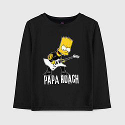 Лонгслив хлопковый детский Papa Roach Барт Симпсон рокер, цвет: черный