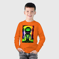 Лонгслив хлопковый детский Bizarre alien - neural network - neon glow, цвет: оранжевый — фото 2