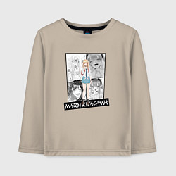 Лонгслив хлопковый детский Марин Китагава на фоне манги, цвет: миндальный