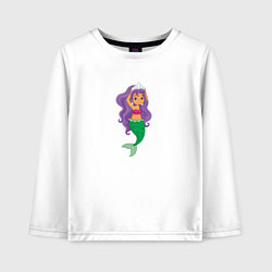 Лонгслив хлопковый детский Русалочка в короне, цвет: белый