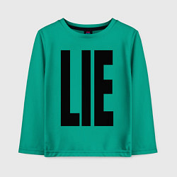 Лонгслив хлопковый детский Lie: большие вытянутые буквы, цвет: зеленый