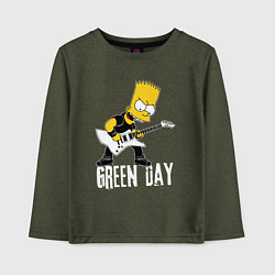 Лонгслив хлопковый детский Green Day Барт Симпсон рокер, цвет: меланж-хаки