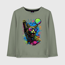 Детский лонгслив Кот тусовщик