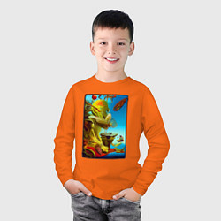 Лонгслив хлопковый детский Imitating Salvador Dali - neural network - surreal, цвет: оранжевый — фото 2