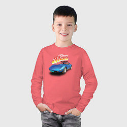 Лонгслив хлопковый детский Маслкар Chevrolet Corvette Stingray, цвет: коралловый — фото 2
