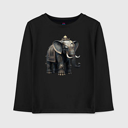 Лонгслив хлопковый детский Украшенный слон, цвет: черный