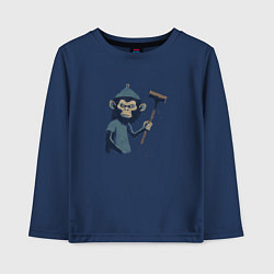 Лонгслив хлопковый детский Monkey with a hammer, цвет: тёмно-синий