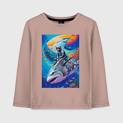 Детский лонгслив Cyber shark - ocean and space - art