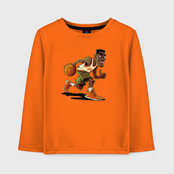 Лонгслив хлопковый детский Мультяшный баскетбол, цвет: оранжевый