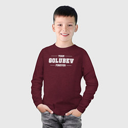 Лонгслив хлопковый детский Team Golubev forever - фамилия на латинице, цвет: меланж-бордовый — фото 2