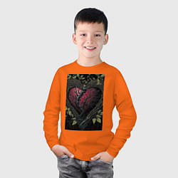 Лонгслив хлопковый детский Сплетение сердца, цвет: оранжевый — фото 2
