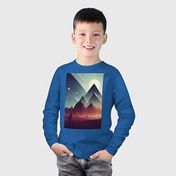Лонгслив хлопковый детский Геометрические горы, цвет: синий — фото 2