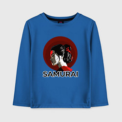 Лонгслив хлопковый детский Гейша - самураи, цвет: синий