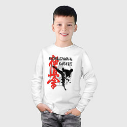 Лонгслив хлопковый детский Киокушинкай карате, цвет: белый — фото 2
