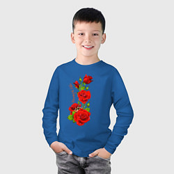 Лонгслив хлопковый детский Прекрасная Элла - букет из роз, цвет: синий — фото 2