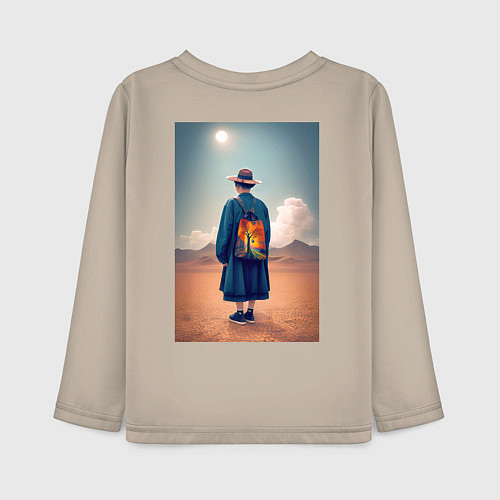 Детский лонгслив Японская девушка под солнцем / Миндальный – фото 2