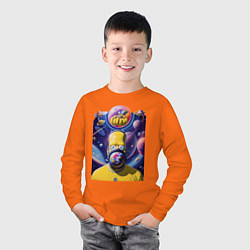 Лонгслив хлопковый детский Гомер Симпсон титан - поглотил планету, цвет: оранжевый — фото 2